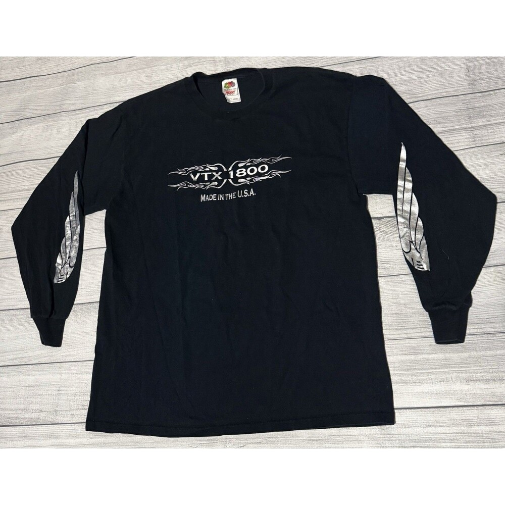 Vintage Y2K Honda VTX 1800 Long Sleeve Graphic Shirt Wing Logo Size XL HTF USA